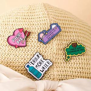 Cute customShape Metal Enamel Pins With Fun Quotes And Cartoon Designs fashion <b>hat</b> pin custom cap pin - Product Image 2