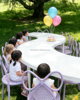 Table ronde carrée pour enfants 2 en 1 magique en bois blanc pour l'intérieur/l'extérieur, en forme de S, pour les fêtes, les événements, la salle de jeux, la location