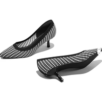 Chaussures à talons bas pointus en cuir PU de 2 pouces pour femmes, avec logo personnalisé, style usine