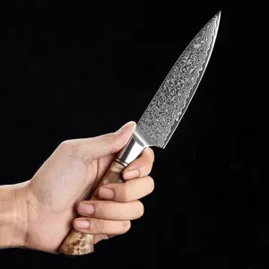 Knife Knifes 5 Inch Knives Damascus Steel Professional Kitchen Utility Knife With Figured Sycamore Wood Handle