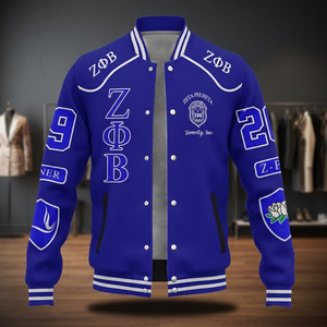 Zeta Phi Beta Varsity <b>Jacket</b>-Greek Sorority Style Woolen Fabric Breathable & <b>Heated</b> Winter Design - Product Image 3