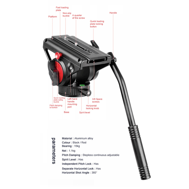 Professional Panoramic Ball Head Tilt Grip Photographic Tripod Ball Head Hydraulic Fluid Video Tripod Ball Head