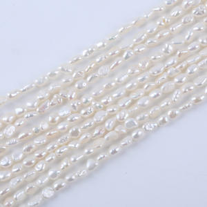 Petite perle d'eau douce naturelle de forme droite à deux faces de 3-4 mm de couleur blanche pour collier et bracelet DIY - Product Image 3