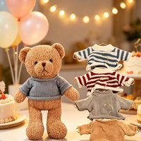 Pull en tricot personnalisé pour ours en peluche avec logo brodé et rayures tissées, tenues pour poupées en peluche pour importateurs de jouets