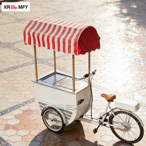 Chariot à glace à pousser pour camion avec congélateur, kiosque de vente ambulante de restauration rapide - Métal résistant à la rouille - Product Image 4