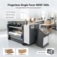 Mesin Penggulung Kertas Bergelombang Otomatis BMC Pack Fingerless Single Facer NDSF 320s dengan Rol Karet Berlapis Krom Elektrik dan Sirkulasi Lem Otomatis