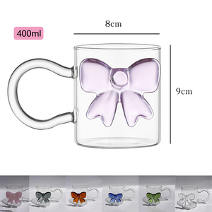 Kore Tarzı Saplı Bardak Yüksek Borosilikat 400ml Yaratıcı Renkli Fiyonklu Cam Kupa Kahve Süt Bardağı Kadınlar İçin Hediye - Product Image 4
