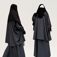 Ensemble Coordonné Personnalisé Abaya Fermée Unie Ramadân Aïd Doubaï Vente en Gros Vêtements Islamiques Fabricants Robe Musulmane pour Femme