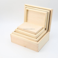 Scatola di immagazzinaggio in legno medio non finito con coperchio incernierato Decoupage gioielli fatti da te