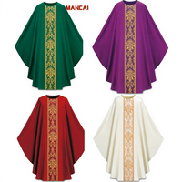 Chasuble de Célébrant Prêtre Pasteur d'Église, Robe de Prêtre Vintage, Capes Soutane et Vêtements, Blanche Rouge Verte, Cape Costume Homme Halloween