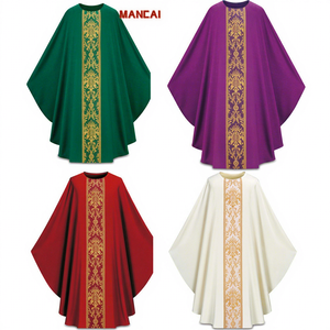 Casula da Chiesa per Pastore Celebrante e Sacerdote, Veste Vintage, Abito, Mantello, Tonaca, Paramento Bianco Rosso <span class=keywords><strong>Verde</strong></span> da Uomo, Mantello Personalizzato per Halloween - Product Image 1