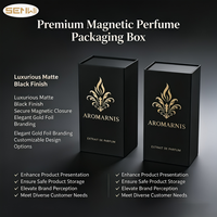 Boîte d'emballage de parfum magnétique noire personnalisée, logo en relief, impression de logo, boîte de luxe avec insert en EVA, design personnalisé, carton rigide