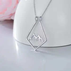 Mapa-múndi de joias personalizado, colares para mulheres prata esterlina 925 suporte de montanha colares para mulheres