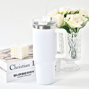 EE. UU. Almacén de doble pared de acero inoxidable blanco Sublimación 40oz Resplandor Vaso resplandor en la oscuridad <span class=keywords><strong>Coche</strong></span> Taza de café con asa - Product Image 3