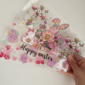 Pegatinas UV DTF de Conejito de Pascua Personalizadas para Vasos de 16, 20 y 40 oz, Envolturas para Vasos con Transferencia, Lazos, Envolturas para Vasos Lavables de Alta Calidad - Product Image 1