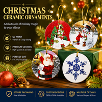 Ornement de Noël suspendu en céramique moderne personnalisé, imprimé UV, décoration de sapin de Noël personnalisée, cadeau écologique