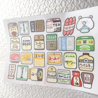 Feuille d'autocollants mignons sur le thème de la cuisine japonaise, transparents et décoratifs, pour articles d'épicerie, journal, agenda, scrapbooking et loisirs créatifs DIY