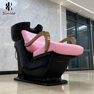 เก้าอี้สระผมลดราคา เก้าอี้สระผมสีชมพู เฟอร์นิเจอร์ร้านทำผม เตียงสระผมสีดำ - Product Image 2
