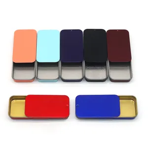 Wholesale Sliding Metal Boxes For Sweets Pill Candy Mint Rectangle Slide Top Lid Small Mint Tin Case