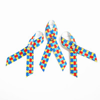 Ruban en satin imprimé ENDOFRANCE jaune avec broche éco-responsable à une face, motif cœur de sensibilisation, largeur 1/4 pouce