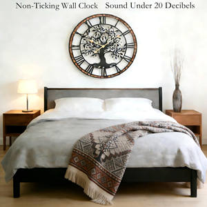 <span class=keywords><strong>Orologio</strong></span> da Parete Grande Silenzioso a Batteria con <span class=keywords><strong>Albero</strong></span> <span class=keywords><strong>della</strong></span> <span class=keywords><strong>Vita</strong></span>, in Metallo Nero, con Cornice in Legno Massello per Soggiorno e Camera da Letto - Product Image 6