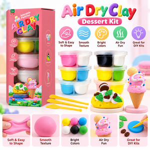 Kit de pâte à modeler à séchage à l'air libre 12 couleurs pour enfants avec 6 coupelles et 3 outils de sculpture, emballage personnalisé OEM - Product Image 3