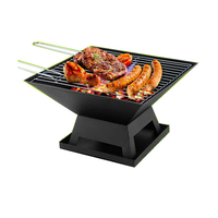 Barbecue au charbon de bois portable pour camping extérieur - Grille de cuisson réglable 43,2x43cm en acier thermolaqué avec chariot télécommandé