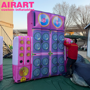 Pantalla Inflable en Forma de L Personalizada, Estilo Hip Hop de <span class=keywords><strong>los</strong></span> <span class=keywords><strong>90</strong></span>, Telón de Fondo Inflable con Forma de Radio para Decoración de Fiestas y Conciertos - Product Image 4