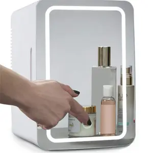 8L a buon mercato portatile porta di vetro Desktop piccolo trucco congelatore auto cura della pelle frigorifero cosmetico bellezza Mini frigorifero per cosmetici