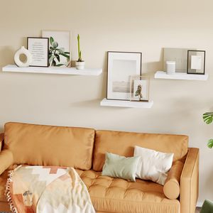 <span class=keywords><strong>Étagère</strong></span>s murales flottantes blanches 15,8 pouces, ensemble de 4 <span class=keywords><strong>étagère</strong></span>s murales en <span class=keywords><strong>bois</strong></span> rustique, décoration murale pour salle de bain, salon, chambre, <span class=keywords><strong>cuisine</strong></span> - Product Image 6