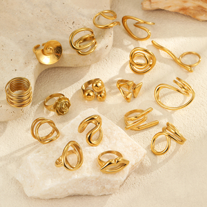 Кольца Shelly: не тускнеющие, модные, в стиле панк, с художественным сердцем, позолоченные 18-каратным золотом, из нержавеющей стали, для помолвки и торжественных случаев - Product Image 2