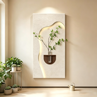 Seni Dinding 3D Modern dari Batu Pasir dengan Lampu LED dan Bahan PVC, Dilengkapi dengan Stop Kontak dan Vas Kaca, Cocok untuk Dekorasi Rumah