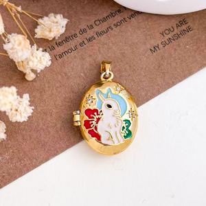 P78 Nuevo y Popular Colgante Ovalado de Latón Chapado en Oro de 18K con Esmalte Estilo Vintage Chino y Lindos Animales para Fabricación de Joyas - Product Image 6