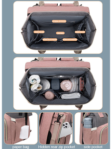 USB Charge Mommy <span class=keywords><strong>Bag</strong></span> Leve Portátil Dobrável Berço Cama Saco De Fraldas De Bebê Mochila De Viagem Saco De Enfermagem Com Estação De Mudança - Product Image 6