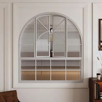Ventana Arqueada Francesa Fija de Vidrio Curvo de Aleación de Aluminio con Protección Anti-UV para Sala de Estar y Baño