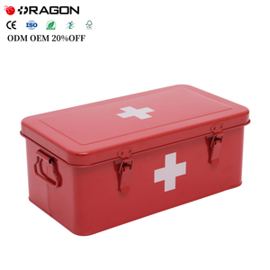 Metal kırmızı ilaç teneke kutu özel saklama kutusu emniyet kilidi ev için ilk yardım boş kutu - Product Image 2