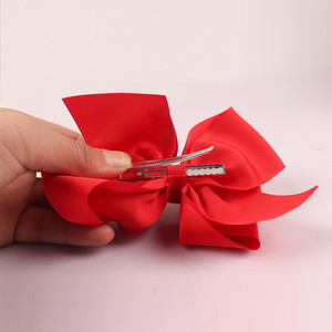6 inch đôi Stack Grosgrain Ribbon Clip tóc màu rắn Tóc cung cho bé gái - Product Image 3