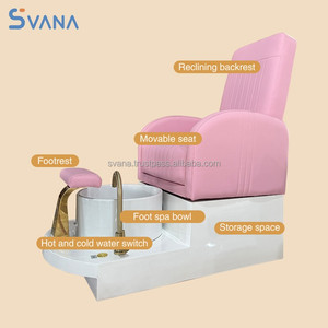 เก้าอี้นวดเท้าไฟฟ้าปรับระดับได้ สีชมพู ไม่มีท่อ สำหรับร้านทำเล็บ พร้อมอ่างน้ำวน ไฟ LED 7 สี ระบบระบายน้ำอัตโนมัติ - Product Image 2