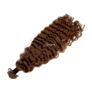 Extensioni di Capelli Umani Vergini Ondulati con Cheratina Invisibile BC Curl KTIP Marrone Scuro 100g, Aspetto Naturale Morbido, Cuticole Allineate - Product Image 5