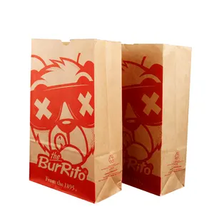 Hoge Kwaliteit Eco Vriendelijke Mexico Street Snack Taco Platte Bodem Tortillas Burrito Verpakking Papieren Zak