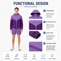 Ensemble de veste et short de course unisexe pour hommes et femmes, survêtement 2 pièces, coupe-vent à capuche, vêtements de sport, logo personnalisé, vente en gros