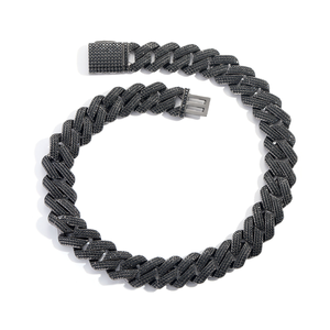 Vvvs <span class=keywords><strong>moissanite</strong></span> מצופה צמידים שרשרת תכשיטים שחור כסף 925 שרשרת קישור קוביה תכשיטי אופנה היפ הופ - Product Image 2