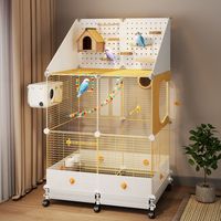 Cage à oiseaux en métal de taille moyenne, nouveau modèle, avec protection anti-éclaboussures, style villa de luxe, pour calopsites, conures solaires, paons
