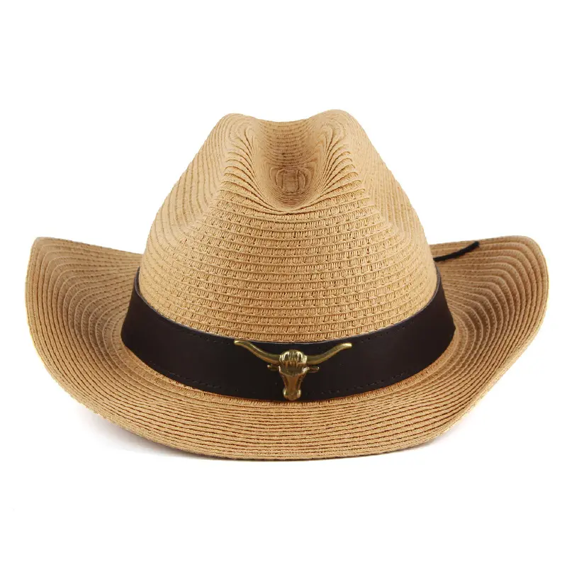 FF1210 été extérieur paille soleil Fedora chapeau disquette Western Cowgirl paille Cowboy chapeau pour femmes hommes