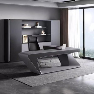 Bàn máy tính điều hành mô-đun hiện đại với thiết kế bảng sơn mài hoàn thiện hình dạng độc đáo sáng tạo đơn giản thanh lịch cao cấp CEO bàn - Product Image 2