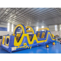 Parcours d'obstacles gonflable géant, château gonflable commercial combiné avec zone de saut pour enfants