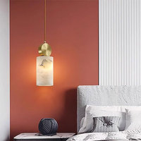 Suspension simple en marbre tout cuivre de luxe moderne Nouveau style chinois pour salon étude salle à manger chambre et chevet luminaire central