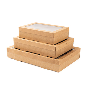 LOKYO Grands plateaux snack à emporter en papier kraft contenant de restauration rapide boîtes de pique-nique jetables avec couvercle - Product Image 4
