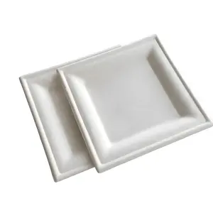 バガス使い捨て紙パルプ食器皿中国カスタムディナースクエアプレート