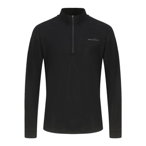 Plain Dyed Solid Autumn Merino Wool Jersey 190GSM Quick Dry Eco-Friendly Moisture Wicking Long Sleeve Quarter-Zip <b>Pullover</b> <b>Men</b> - Product Image 1